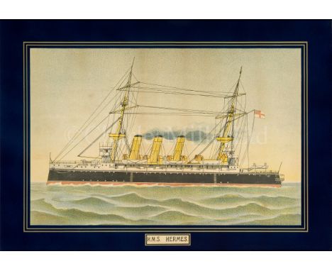 A LATE 19TH CENTURY LITHOGRAPH OF H.M.S. HERMESmounted in a verre églomisé frame17½ x 24½in. (44.5 x 62cm.)A protected cruise