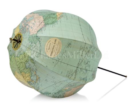 A BETT'S PORTABLE 'UMBRELLA' TERRESTRIAL GLOBE, CIRCA 1880the 18in. coloured silk globe with contrasting countries and contin