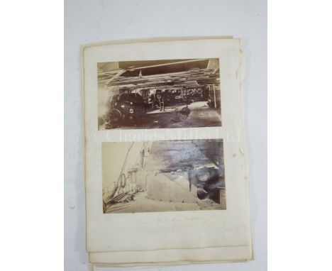 A CONTEMPORARY PHOTOGRAPH OF THE DECK OF THE ILL-FATED H.M.S. CAPTAIN, FOUNDERED 1870the 4 x 6½in. sepia-tone print mounted o