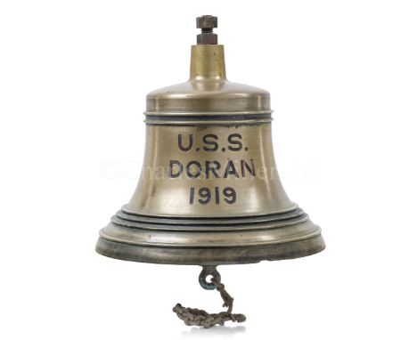 THE SHIP’S BELL FROM THE DESTROYER/MINELAYER U.S.S. DORAN, 1919/1939heavily cast in brass with moulded rim with threaded susp