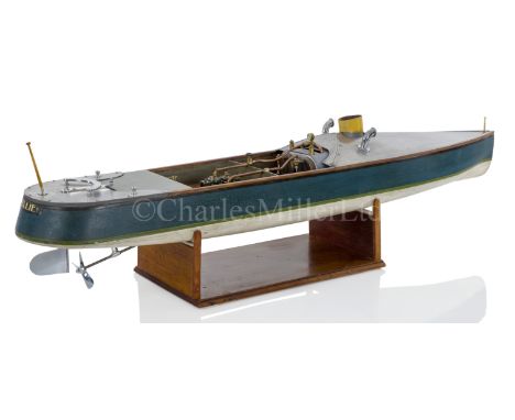 A LIVE STEAM TEST MODEL ATTRIBUTED TO BASSETT-LOWKE, CIRCA 1925 the 60in. hull carved from the solid and finished in white be