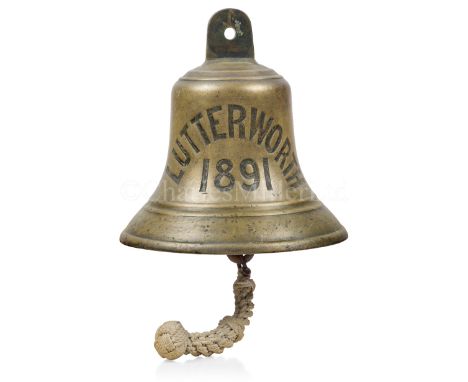 THE SHIP'S BELL FROM THE RAILWAY STEAMSHIP S.S LUTTERWORTH, 1891cast in brass with moulded rim and black-filled lettering to 