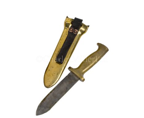 A RARE DIVER'S KNIFE BY C.E. HEINKE LTD, LONDONwith 6¼in. steel blade set in heavily cast brass handle stamped with maker's n