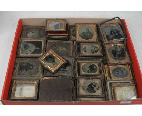 A collection of assorted Victorian daguerreotypes and ambrotypes, being portrait examples (condition poor)