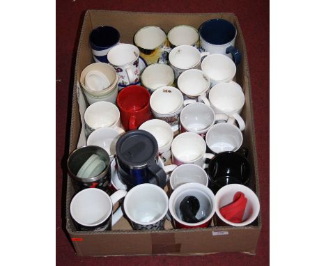 A box of vintage mugs
