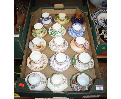 A box of various coffee cans and saucers to include Royal Worcester, and Grafton