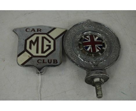 A World Automobile Club Association chrome car badge, the central enamel boss depicting the Union flag within legend and crow