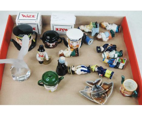 A collection of miscellaneous items, to include Wade Whimsy on Wye figures, Art Tone novelty miniature teapot in the form of 