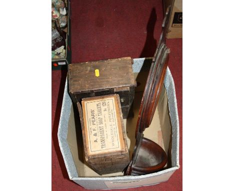 A 19th century wall mirror; together with two vintage boxes 