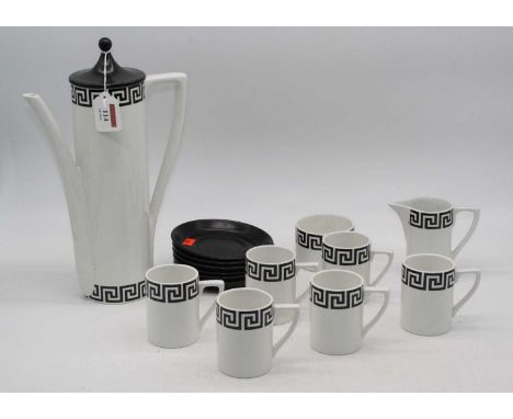 A Portmeirion six-place coffee service, decorated with Greek Key border