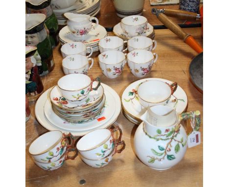 A Royal Crown Derby Posies pattern part tea service, together with a Victorian part tea serviceOne saucer has a tiny chip.