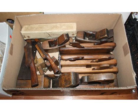 A collection of vintage block and moulding planes
