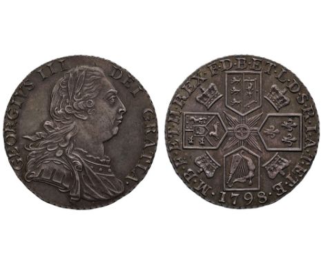 George III (1760-1820), silver Shilling, 1798, so-called “Dorrien and Magens” type, older laureate and cuirassed bust right, 