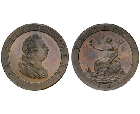 George III (1760-1820), copper Pattern Halfpenny, 1797, restrike by W J Taylor after Kuchler, rusted details to obverse die, 