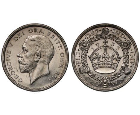 George V (1910-36), 0.500 silver Wreath Type Crown, 1933, bare head left, BM raised on truncation for engraver Bertram Macken