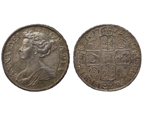 Anne (1702-14), silver Post-Union Halfcrown, 1712, roses and plumes reverse, second draped bust left, Latin legend and toothe