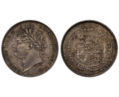 George IV (1820-30), silver Sixpence, 1826, first laureate head left, B.P. for Benedetto Pistrucci below neck, legend and too