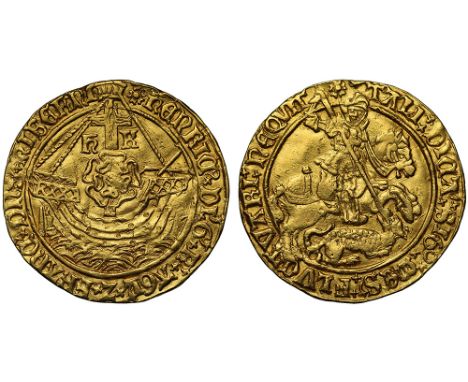 Henry VIII (1509-47), gold George Noble of six shillings and eight pence, second coinage (1526-44), initial mark rose (struck
