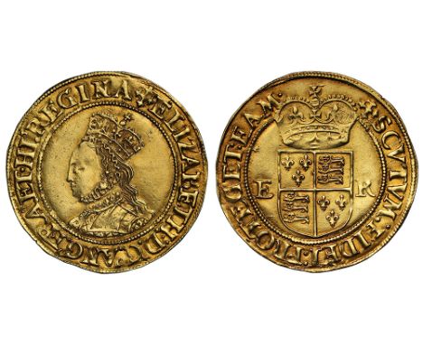 Elizabeth I (1558-1603), gold Half-Pound of ten shillings, second issue (1560-61), crowned bust with long hair left, all with