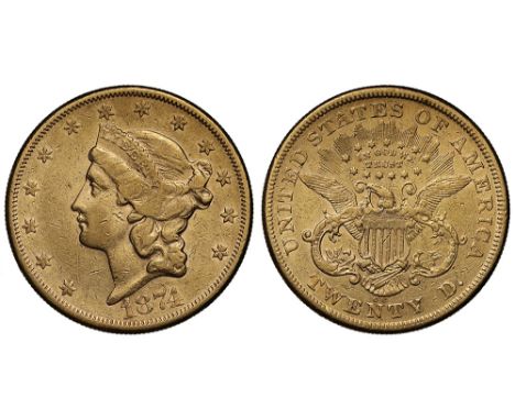United States of America, gold 20-Dollars 1874, Carson City mint, Liberty head left, rev. eagle, with motto, 33.31g (Fr. 176;