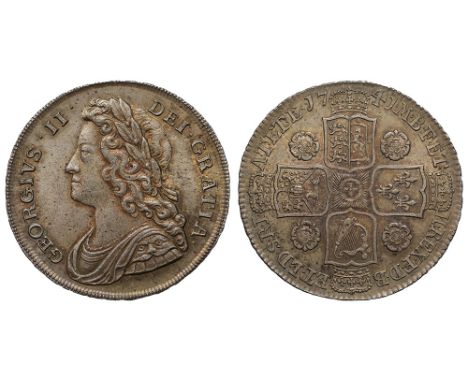 George II (1727-60), silver Halfcrown, 1741, roses reverse, young laureate and draped bust left, legend and toothed border su