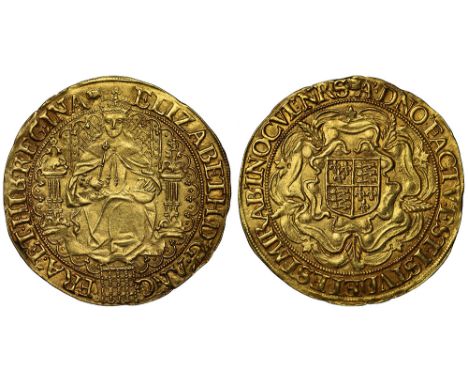 Elizabeth I (1558-1603), fine gold Sovereign of thirty shillings, sixth issue (1583-1600), full facing robed figure of Queen 