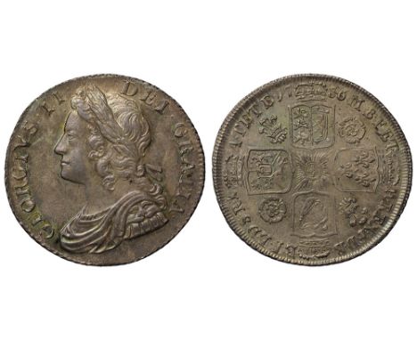 George II (1727-60), silver Shilling, 1736, date with 6 struck over 4, roses and plumes reverse, young laureate and draped bu