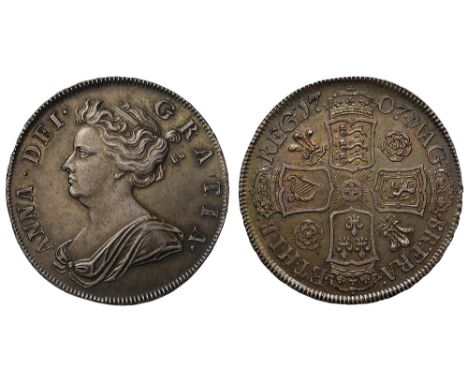 Anne (1702-14), silver Pre-Union Halfcrown, 1707, roses and plumes reverse, first draped bust left, Latin legend and toothed 