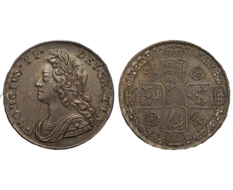 George II (1727-60), silver Halfcrown, 1736, roses and plumes reverse, young laureate and draped bust left, legend and toothe