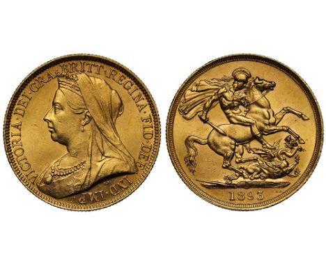 Victoria (1837-1901), gold Two Pounds, 1893, older crowned and veiled bust left, T.B. initials below truncation, VICTORIA. DE