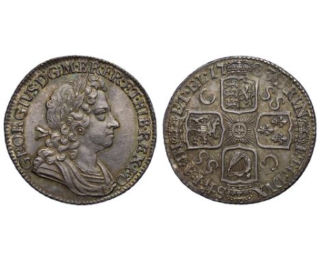 George I (1714-27), silver Shilling, 1723, South Sea Company issue, C over SS variety, first laureate and draped bust right, 