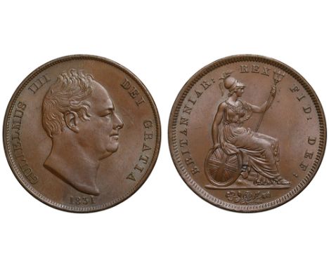 William IV (1830-37), copper Penny, 1831, bare head right, plain truncation, date below, legend and toothed border surroundin