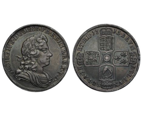 George I (1714-27), silver Pattern Halfcrown, 1715, laureate and draped bust right, Latin legend and toothed border surroundi