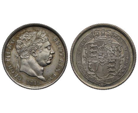 George III (1760-1820), silver Shilling, last coinage, 1819, date with 9 struck over 9, laureate head right, date below, Lati