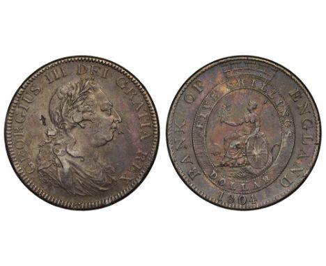 George III (1760-1820), silver Bank of England Dollar, 1804, struck by the Soho Mint entirely over a Spanish Empire Eight Rea
