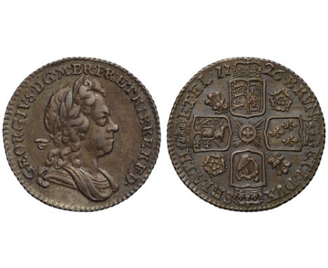 George I (1714-27), silver Sixpence, 1726, small roses and plumes reverse, laureate and draped bust right, Latin legend and t