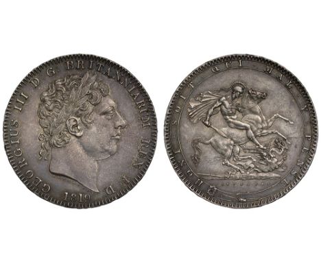 George III (1760-1820), silver Crown, 1819 LIX, laureate head right, PISTRUCCI below truncation, date below, Latin legend and