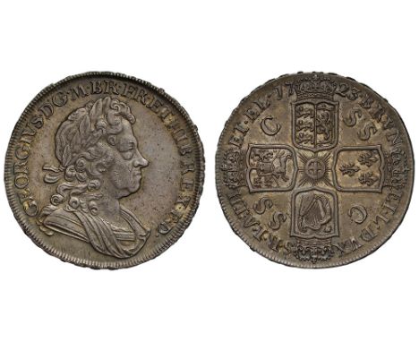 George I (1714-27), silver Crown, 1723, South Sea Company Issue, laureate and draped bust right, Latin legend and toothed bor