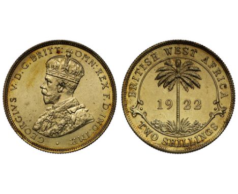 British West Africa, George V (1910-36), tin-brass Proof or Proof-like Specimen 2-Shillings, 1922, Royal Mint (cf KM 13b, pro