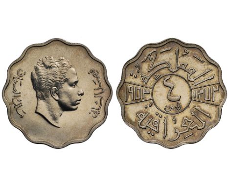 Iraq, Kingdom, Faisal II, as King (1953-58), silver Proof 4-Fils, 1953 (KM 111). Proof with minimal misting to reverse.† This