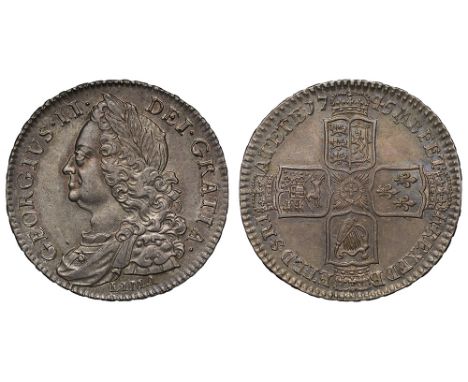 George II (1727-60), silver Halfcrown, 1745, LIMA below older laureate and draped bust left, legend with U in King’s name and