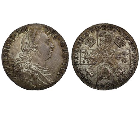 George III (1760-1820), silver Shilling, 1787, variety with no stop over head, laureate and draped bust right, legend surroun