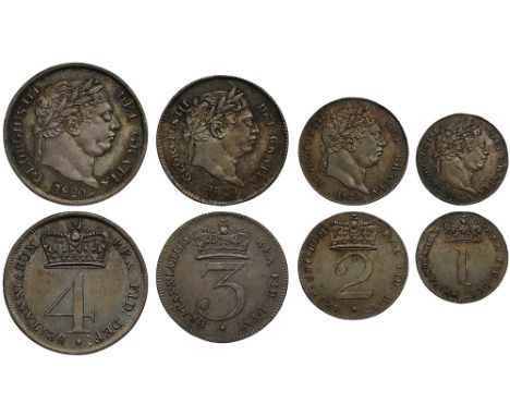 George III (1760-1820), silver Maundy Set, 1820, Fourpence, Threepence, Twopence, Penny, laureate head right, date below, Lat