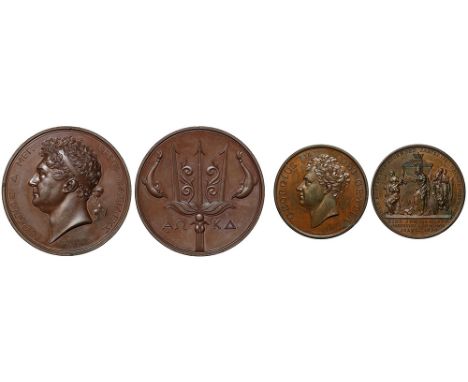 George IV (1820-1830), bronze Medal, formerly known as "The Naval Aid to Greece", 1824, by Benedetto Pistrucci, head of the K