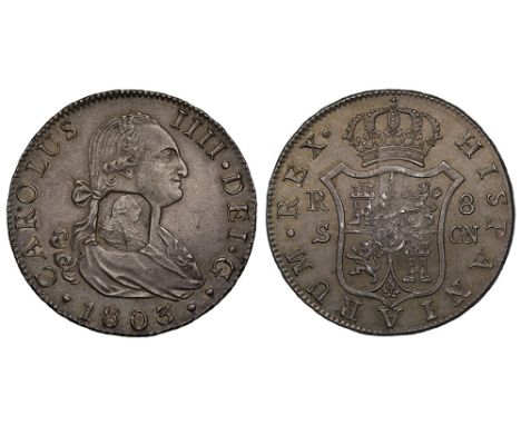 George III (1760-1820), octagonal countermark upon Spanish Eight Reales of King Charles IIII (1788-1808), 1803 CN, struck in 