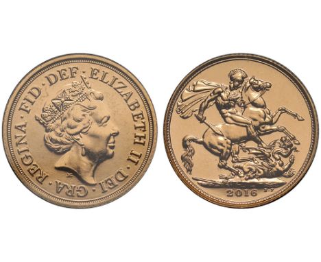 Elizabeth II (1952-), gold Sovereign, 2016, Trial of the Pyx limited edition, fifth crowned head right, initials J.C below fo