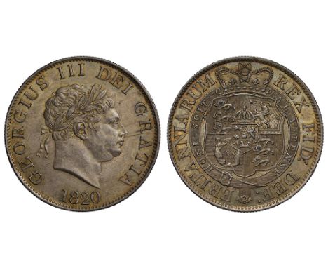 George III (1760-1820), silver Halfcrown, 1820, smaller laureate head right, date below, legend and toothed border surroundin