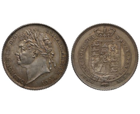 George IV (1820-30), silver Shilling, 1825, first laureate head left, B.P. for Benedetto Pistrucci below neck, legend and too