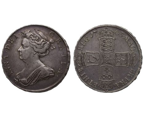 Anne (1702-14), silver Pre-Union Halfcrown, 1703, plain below first draped bust left, Latin legend and toothed border surroun