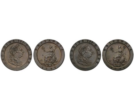 George III (1760-1820), copper Twopences (2), 1797, laureate and draped bust right, K.: raised on truncation for engraver C H